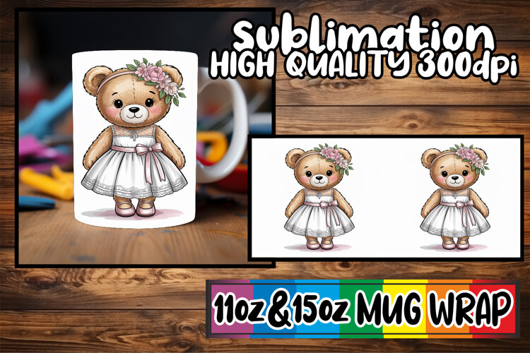 Soft whispers 11oz 15oz mug wrap, Teddy Bear example image 1