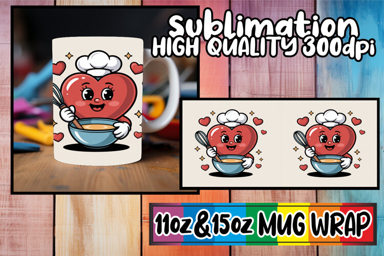 Sweet vibes 11oz 15oz sublimation wrap, Valenines Heart example image 1