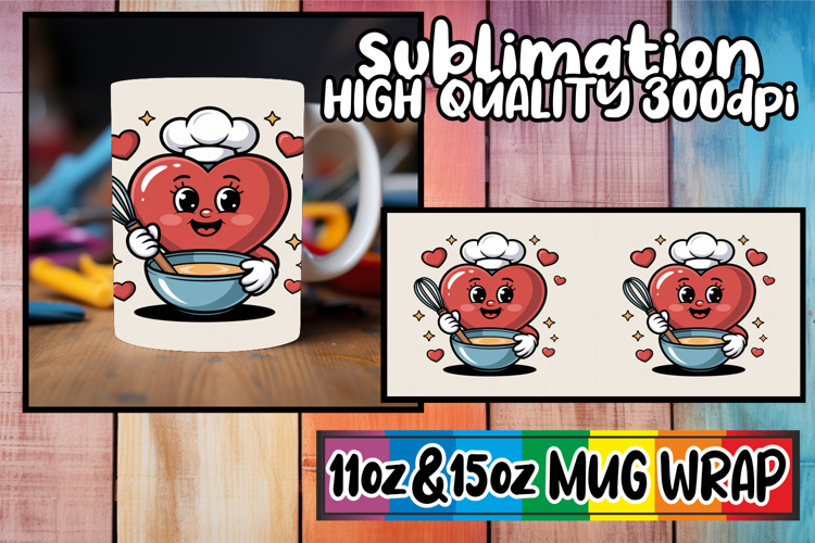 Sweet vibes 11oz 15oz sublimation wrap, Valenines Heart