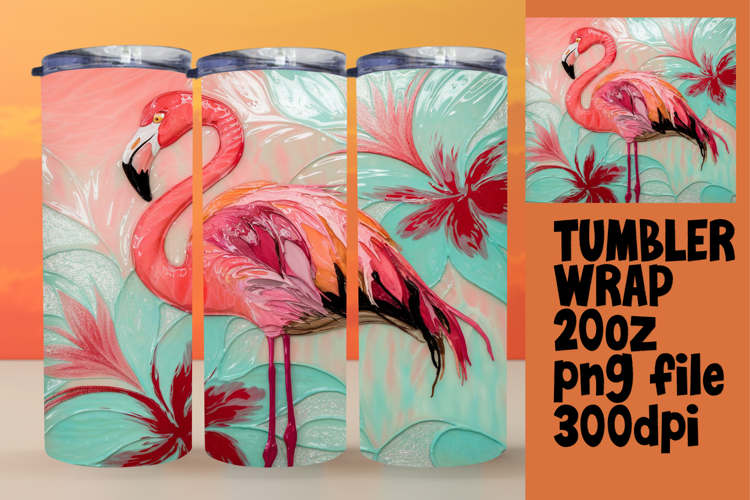 FRESH 20oz Tumbler Wrap for Personalization , Flamingo