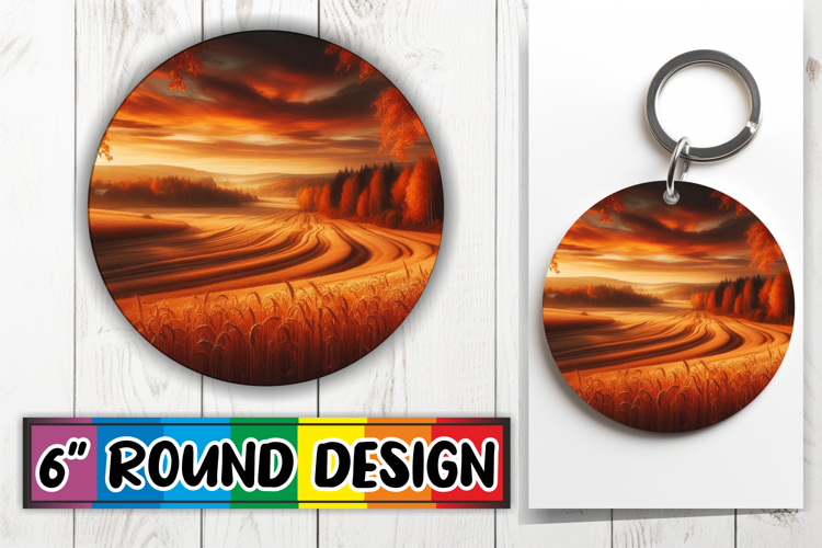 Whimsical Circle Keychain PNG, Autumn