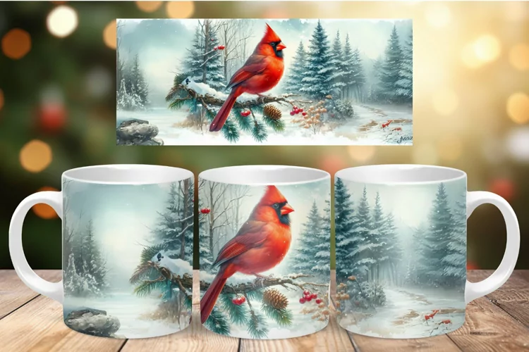 Mug Wrap Sublimation - cardinal bird