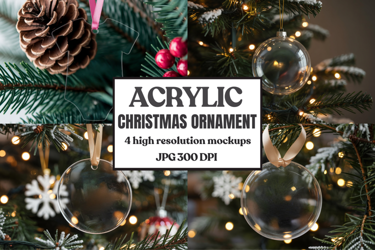 Christmas Acrylic Ornament Mockups | Round Clear Acrylic Orn