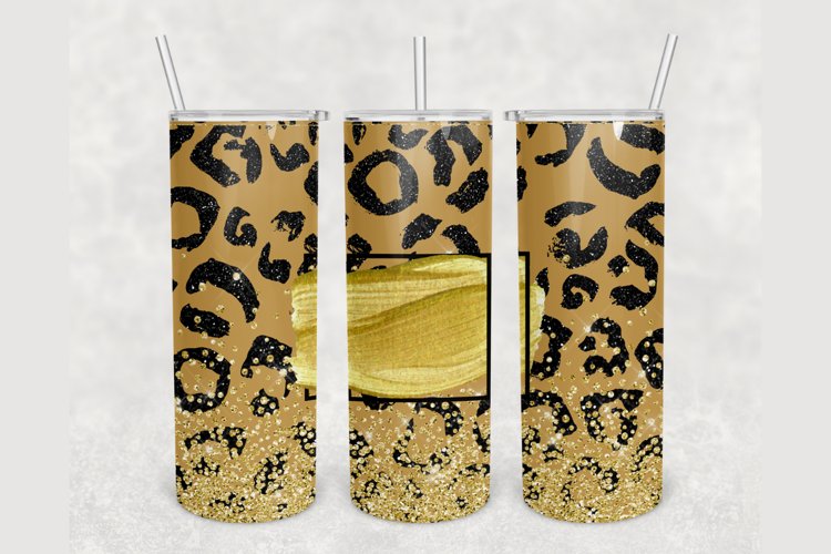 Personalized Gold Glitter Cheetah 20 oz skinny tumbler