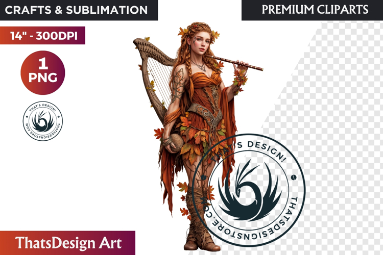 Fantasy Autumn Guardian - Epic Fall Character Clipart PNG
