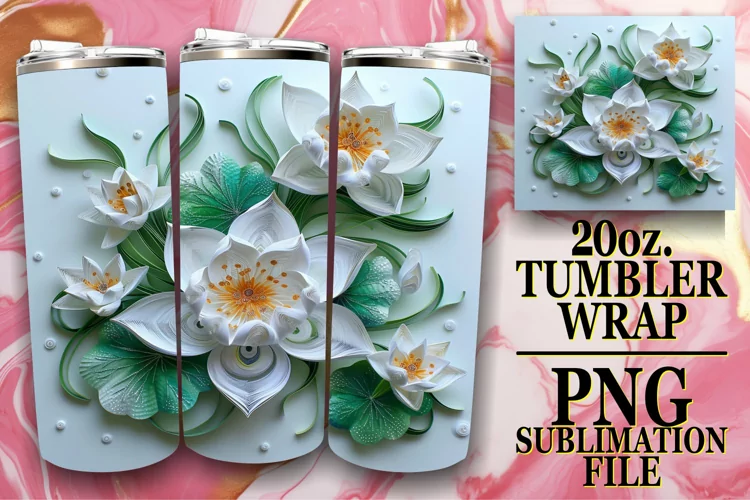 Whimsical Fresh Springtime 3D Blossom 20oz Tumbler Wrap