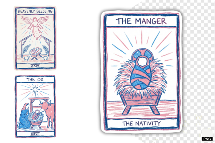 Christmas Nativity Tarot Cards PNG