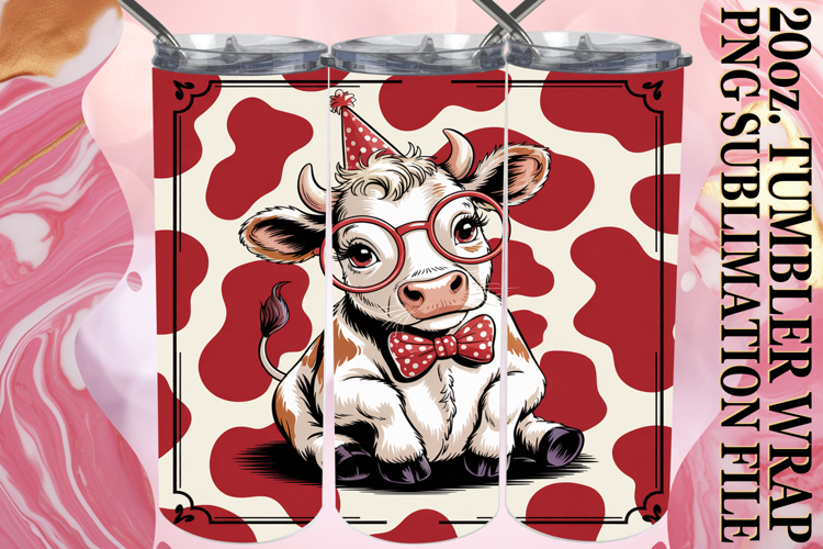 Lively Evenings 20oz tumbler wrap, Cute Cow