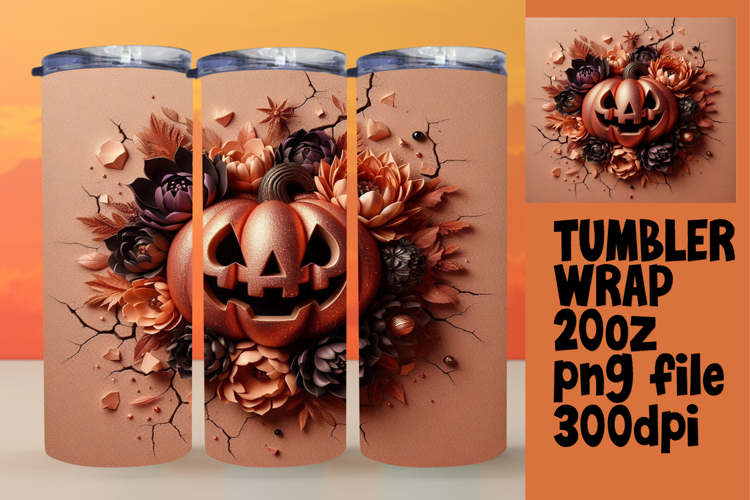 Custom 20oz Tumbler Graphics , 3D Pumpkin