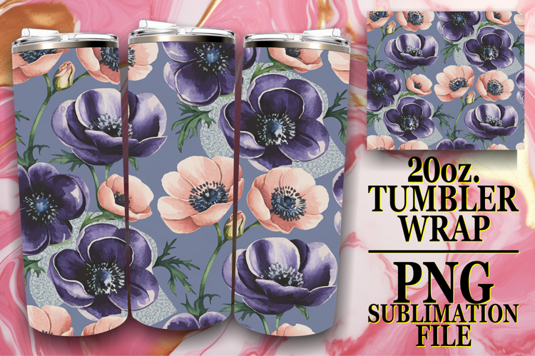 Bright mornings 20oz tumbler wrap, Flower Pattern example image 1