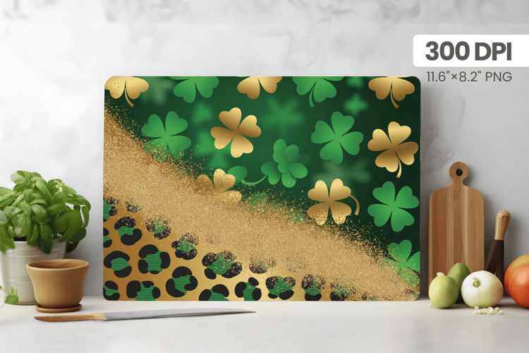 Shamrock and Gold Texture Cutting Board PNG Sublimation Desi