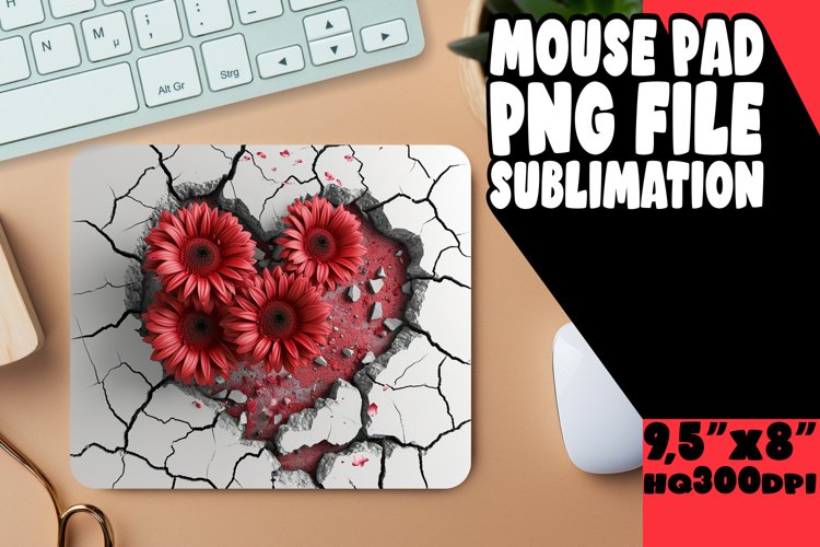 Delicate Garden 3D Heart Mousepad example image 1