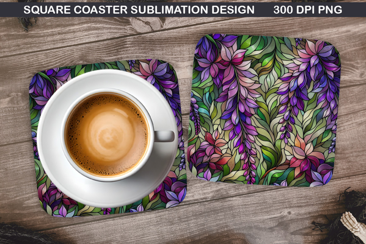 Flowers Coaster Sublimation, Spring Coaster PNG Design