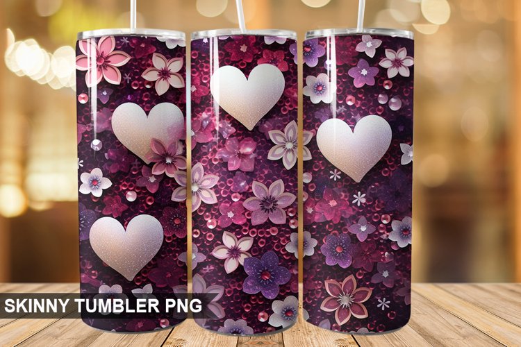 3D Valentines Day Tumbler Design | Sublimation Wrap 20 Oz