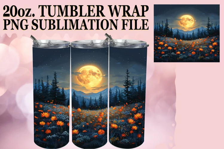 Vibrant Flower Pattern Tumbler Design Sublimation