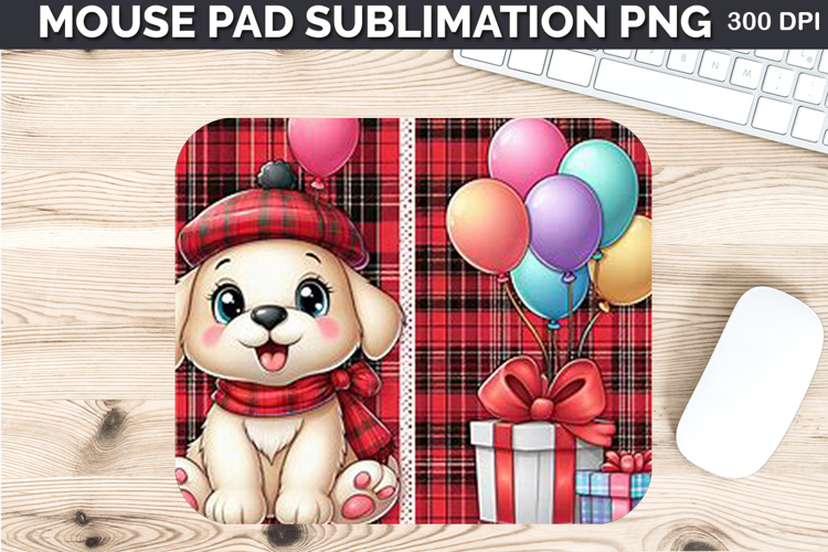 Watercolor Dog Mouse Pad Sublimation - Valentines PNG Design
