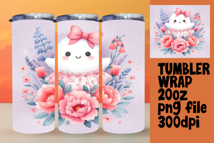 Customizable 20oz Tumbler File , Cute Ghost