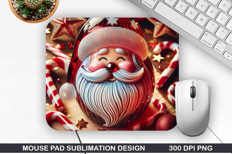 Santa Mouse Pad Sublimation, Christmas Mouse Pad PNG Design