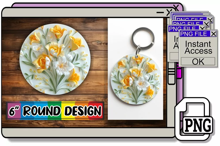 Modern 3D Petal Keychain & Coaster