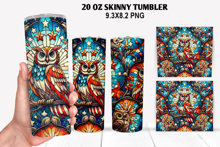 Owls Skinny Tumbler 20oz Wrap Design,4th of july Tumbler PNG