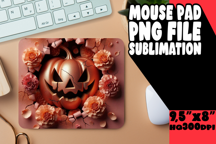 Joyful Mouse Mat Design PNG, 3D Pumpkin