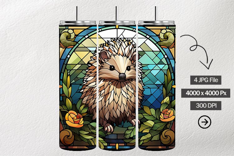 Hedgehog Stained Glass Square Coaster - 04 Variations example image 1