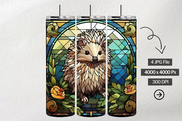 Hedgehog Stained Glass Square Coaster - 04 Variations