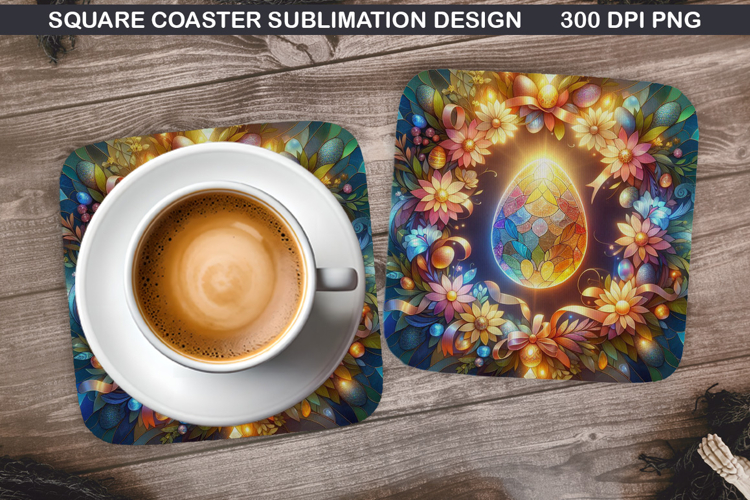 Easter Flower Coaster Sublimation, Easter Coaster PNG Design