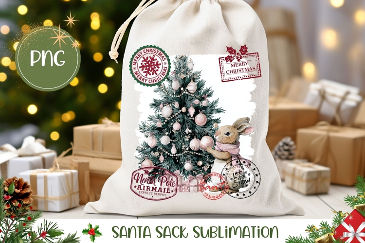 Christmas Tree Santa Sack Template, Christmas Gift Bag