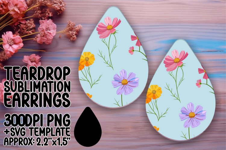 Sublimation Teardrop Earring with Boho Floral Bliss