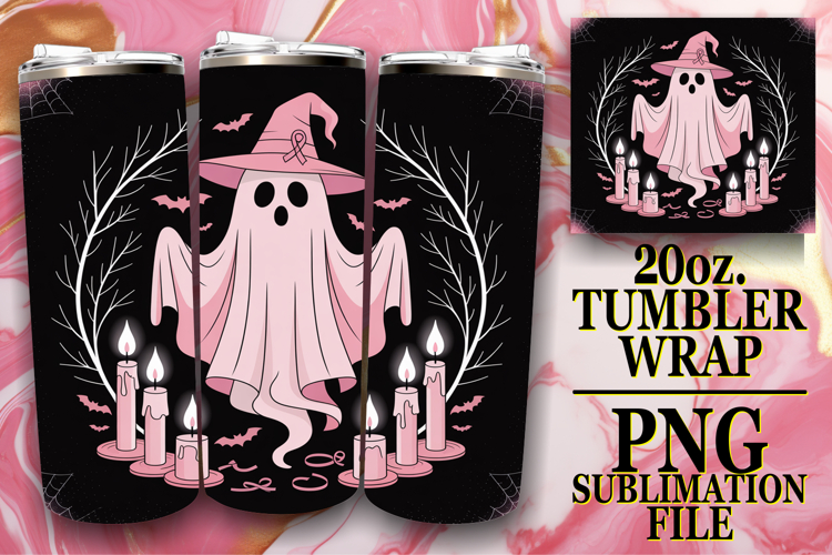 Lively Sublimation 20oz tumbler wrap, Ghost Cancer