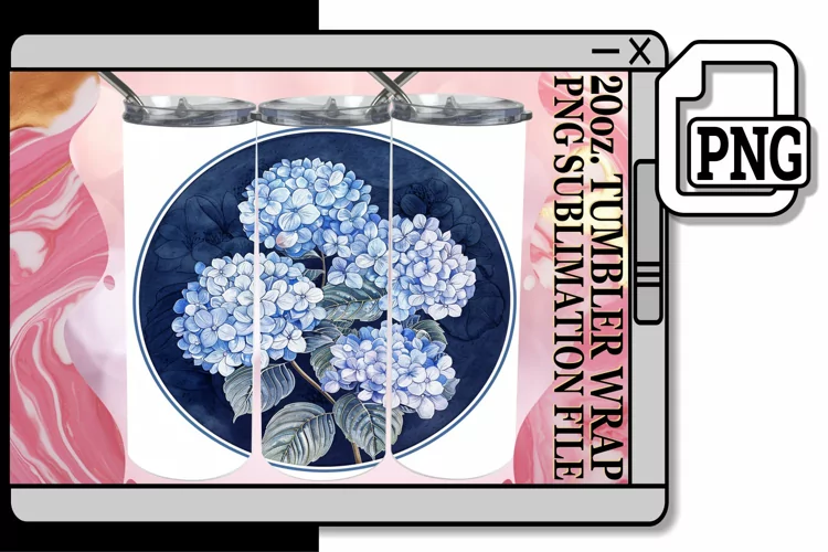 Spring Denim Blossom Tumbler Sublimation 20oz