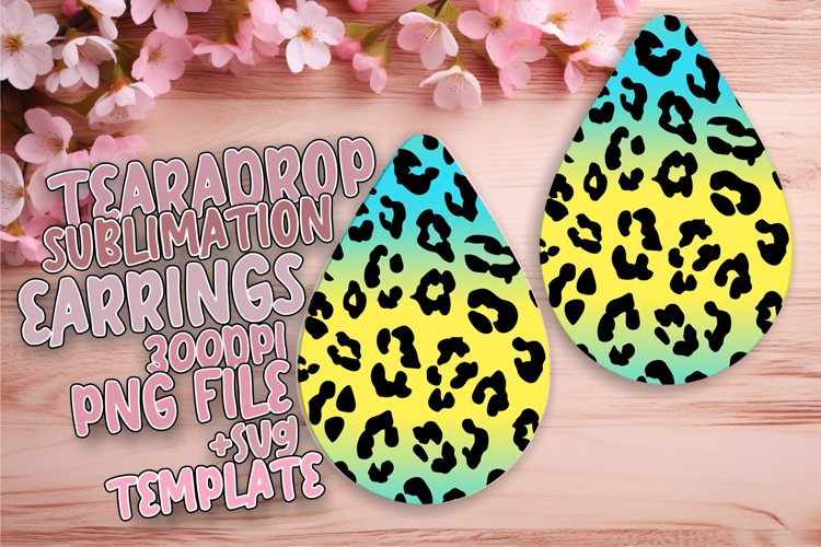 Exotic Leopard Print Teardrop Earring Wrap Gradient PNG example image 1