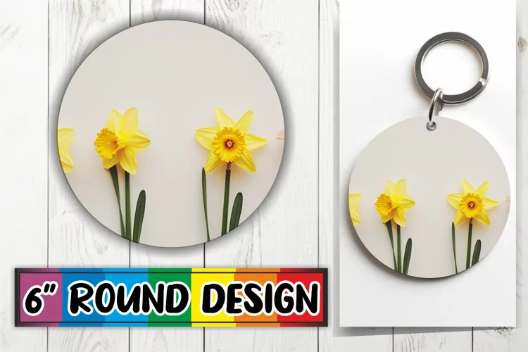 Fresh Bloom Circle: Sublimated Spring Design Keychain