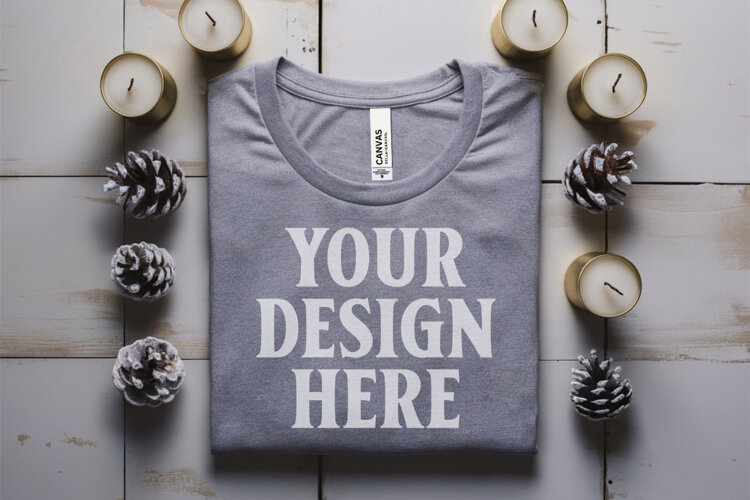 Christmas Bella Canvas 3001 Athletic Heather Folded Tshirt example image 1