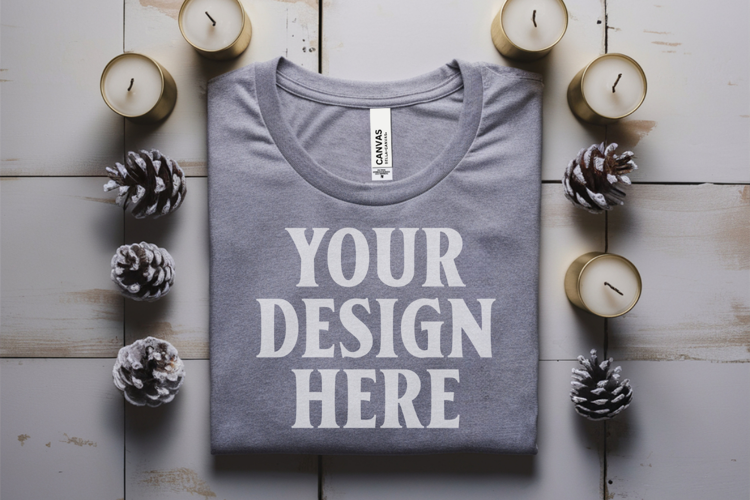 Christmas Bella Canvas 3001 Athletic Heather Folded Tshirt