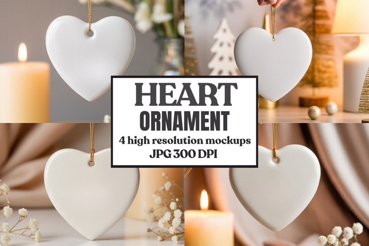 Christmas Love Heart Ornament Mockup | Holiday Hanging