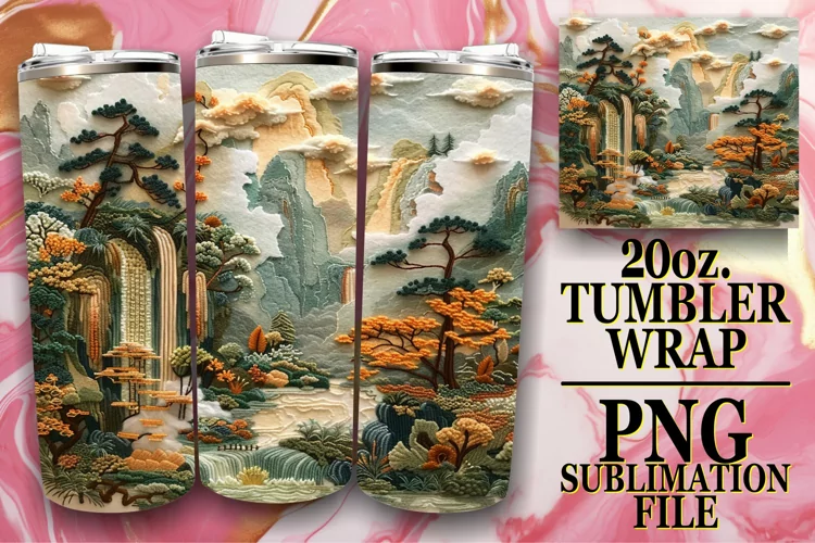 Beauty View Embroidery Tumbler Wrap - 20oz