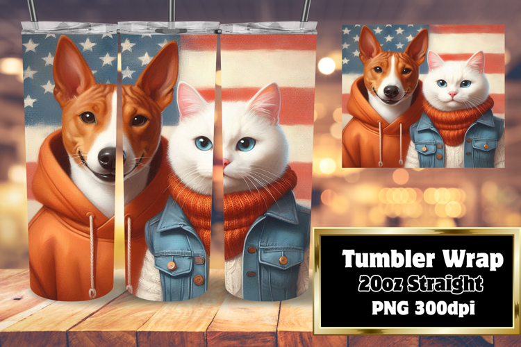 Sublimation Ready 20oz Tumbler , Dog and cat