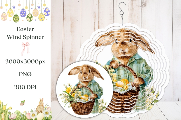 Easter Basket Wind Spinner, Easter Bunny Wind Spinner