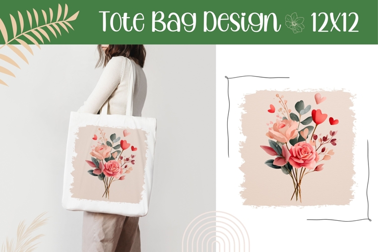 Bouquet of Flowers Illustration, Cartoon Flowers Tote Bag