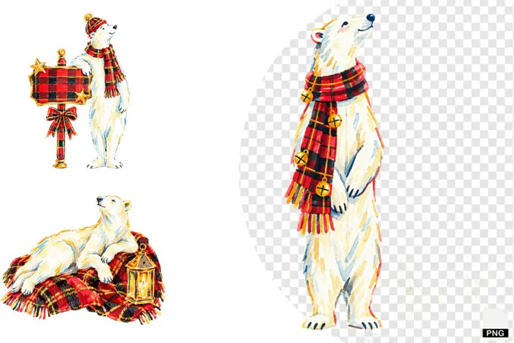 Christmas Polar Bear PNG