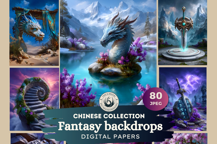 Chinese Fantasy Backdrops for TTRPG and Scrapbooking