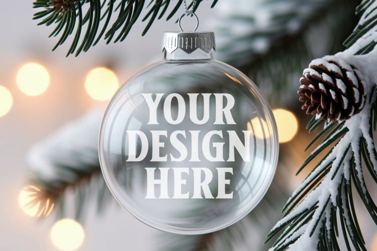 Acrylic Christmas Ornament Mockups | Clear Holiday Ornament