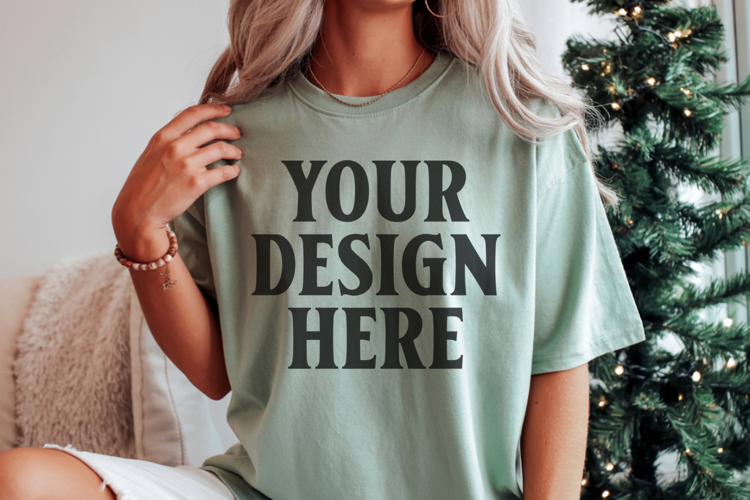 Bay Comfort Colors 1717 Christmas Shirt Mockup, Cozy Mockup