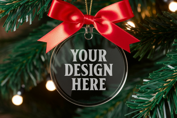 Acrylic Christmas Ornament Mockup , christmas ornament mocku