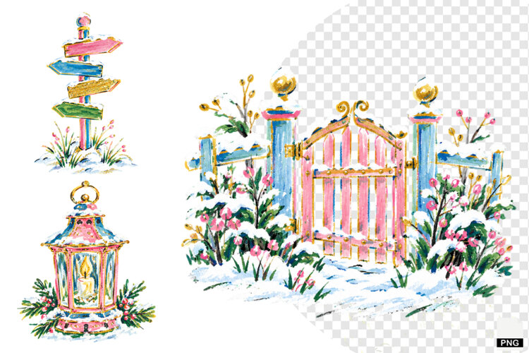 Snowy Meadow Wildflowers Clipart example image 1