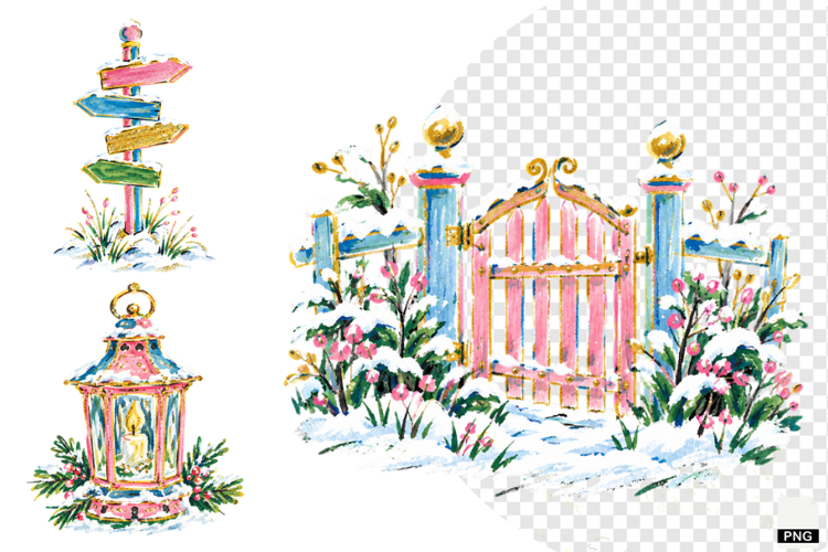 Snowy Meadow Wildflowers Clipart