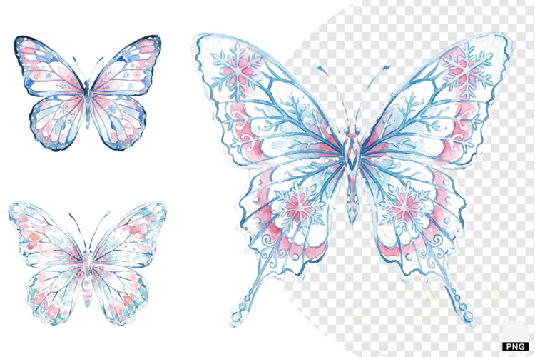 Snowy Butterfly Garden Clipart example image 1