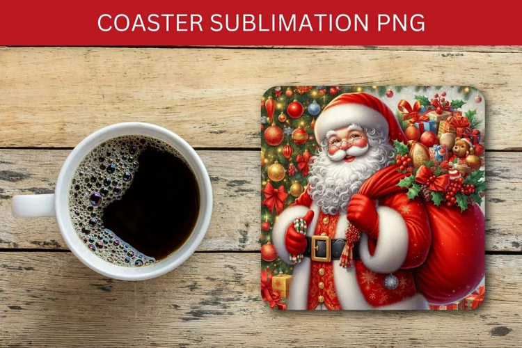 square coaster - santa claus